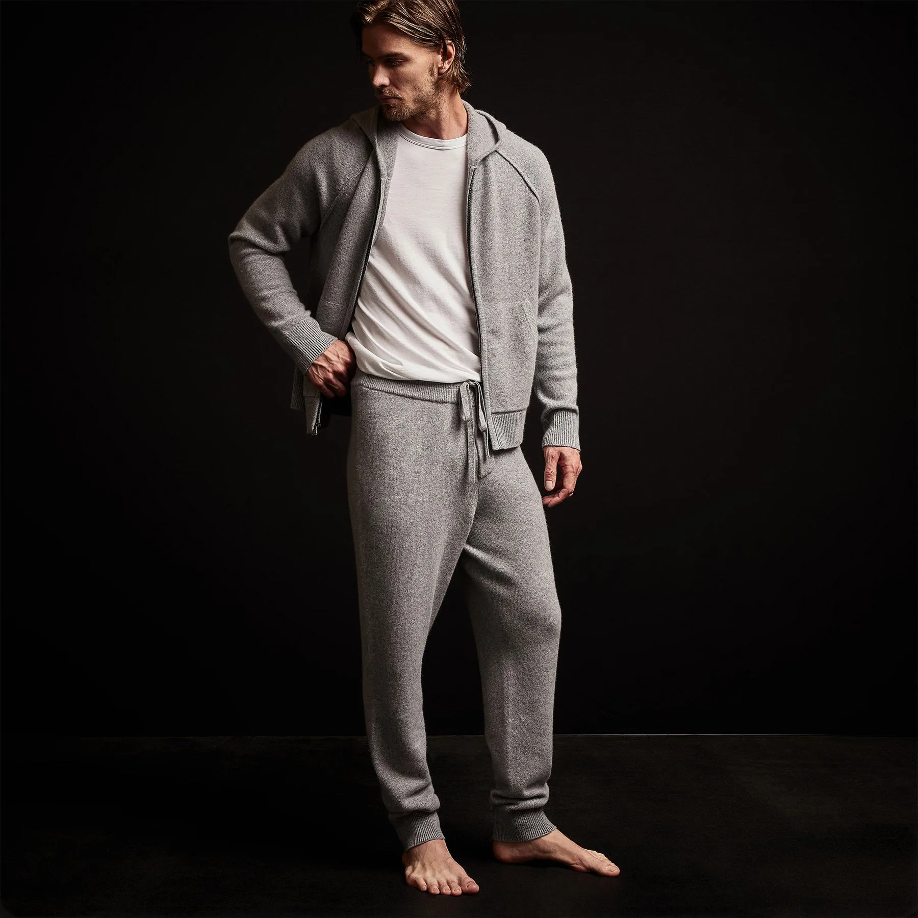 Recycled Cashmere Track Pant - Heather Grey