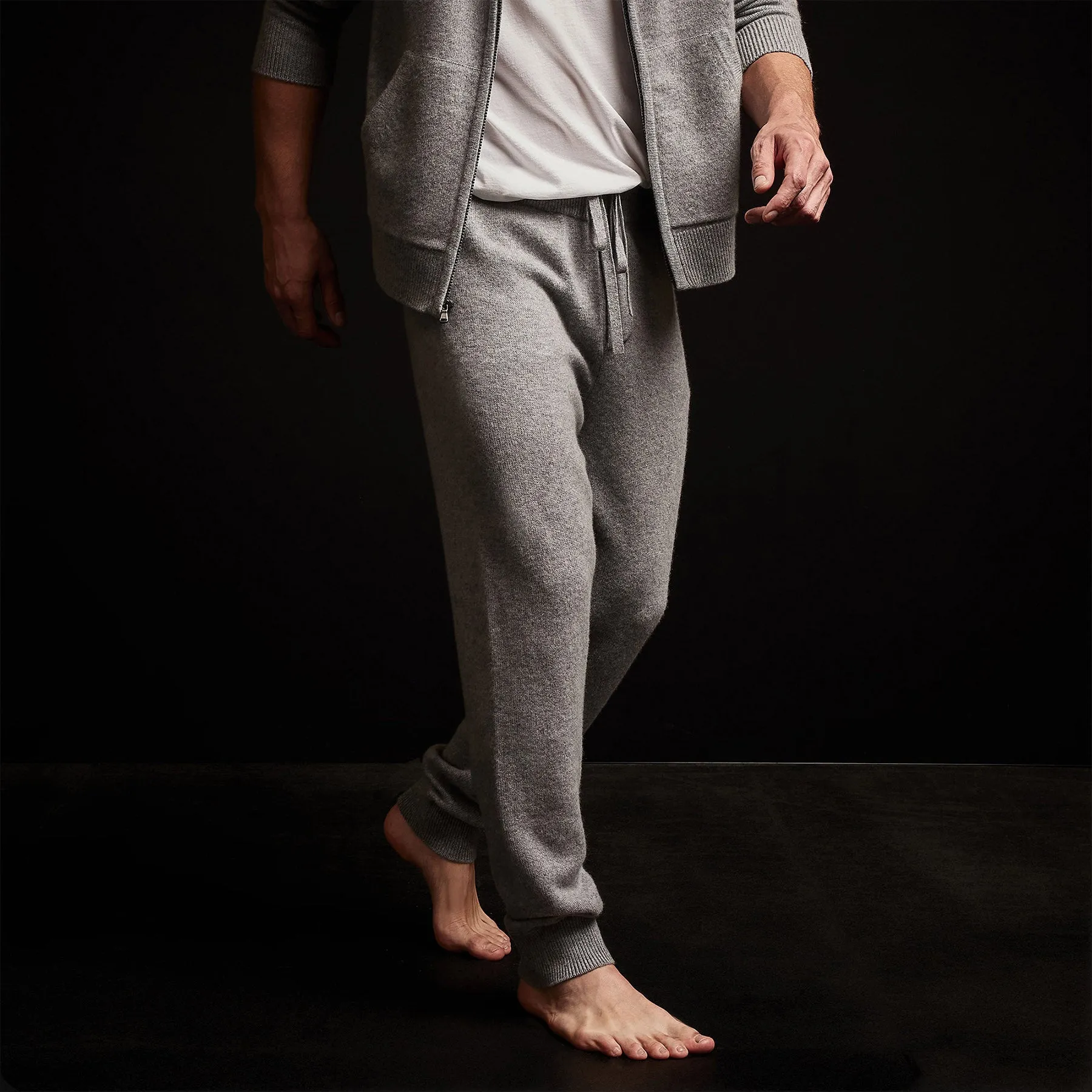 Recycled Cashmere Track Pant - Heather Grey