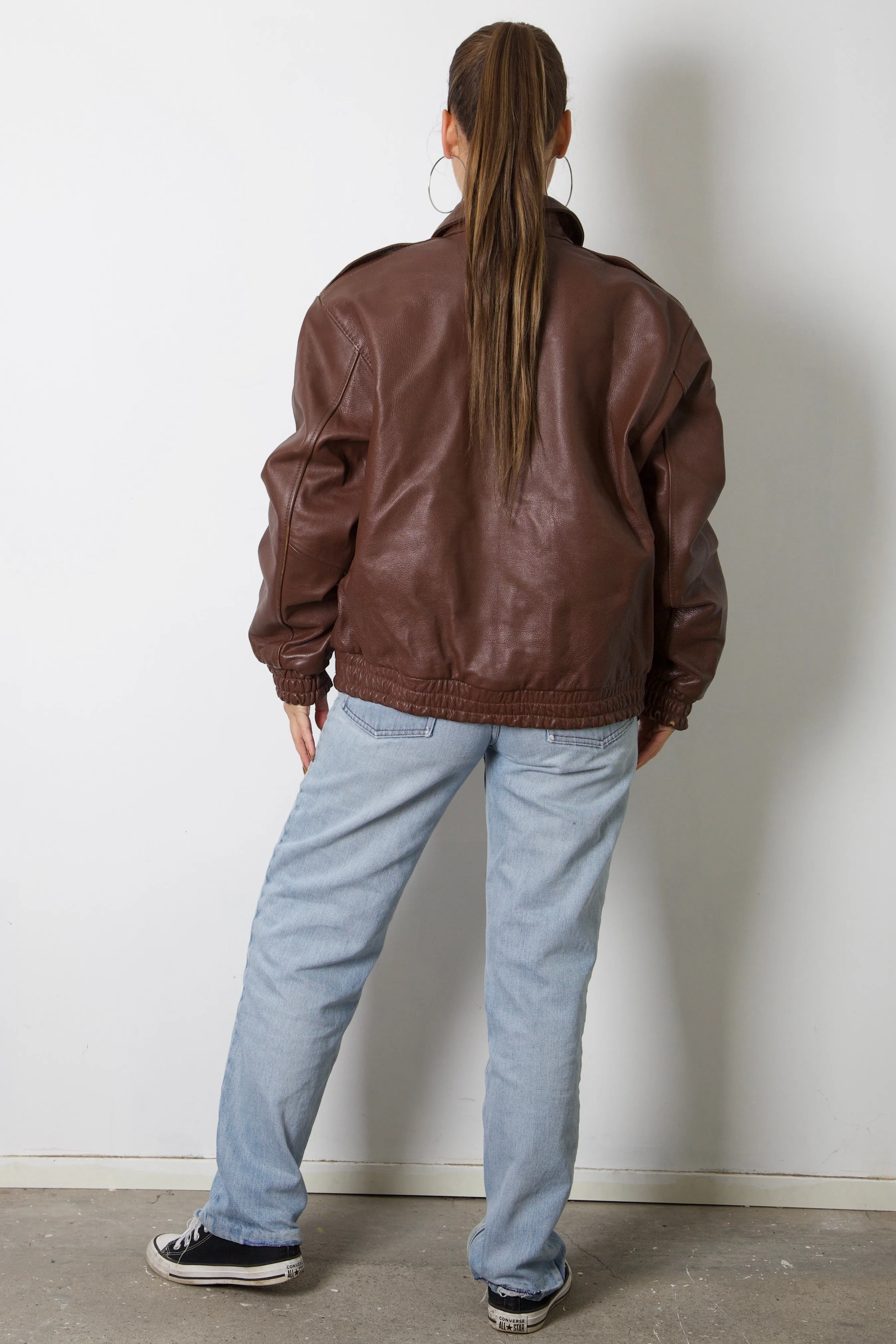 Red Brown Leather Pilot Jacket