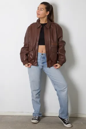 Red Brown Leather Pilot Jacket