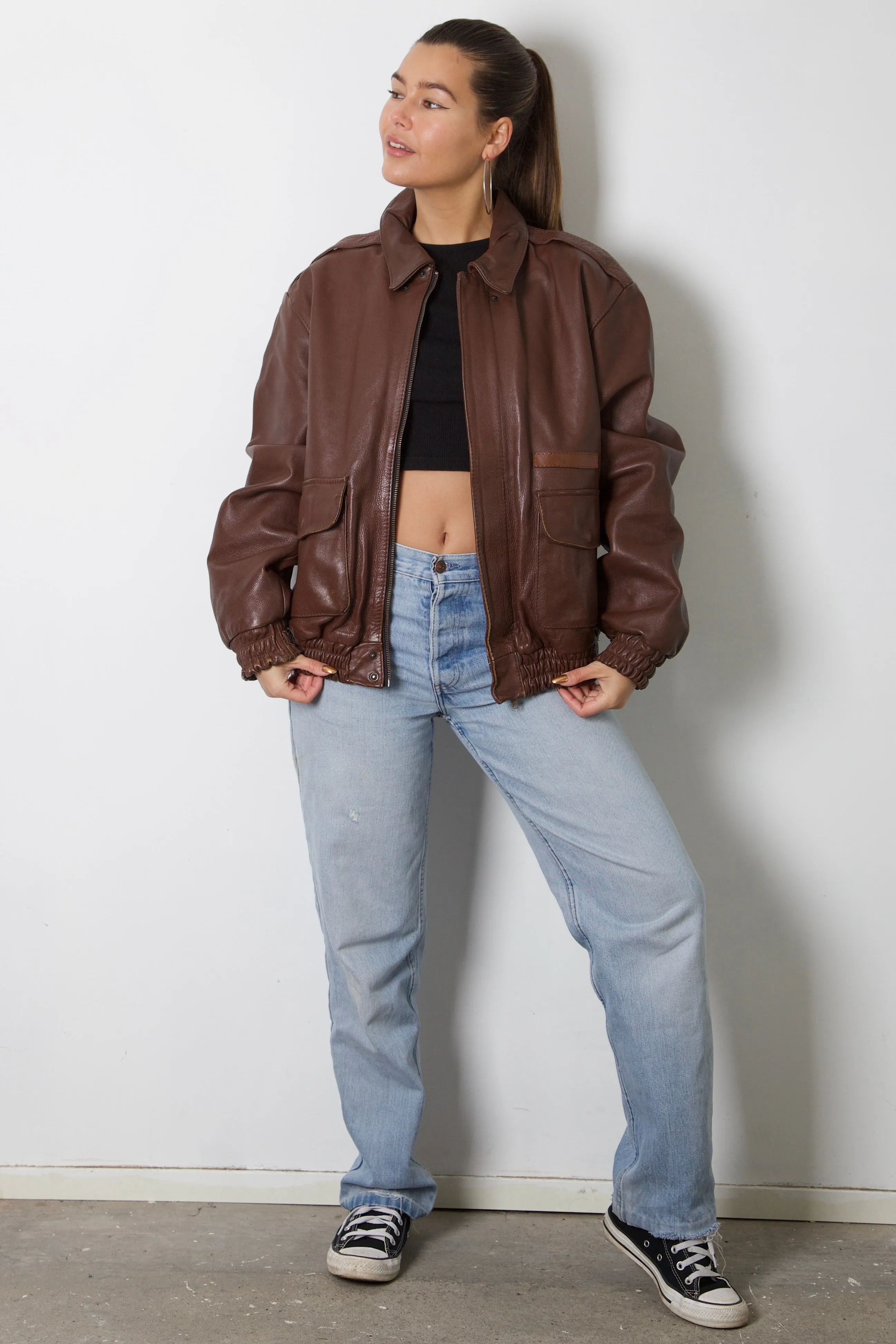 Red Brown Leather Pilot Jacket