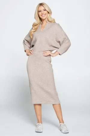 RENEE C. Sweater Knit Dolman Sleeve Midi Dress