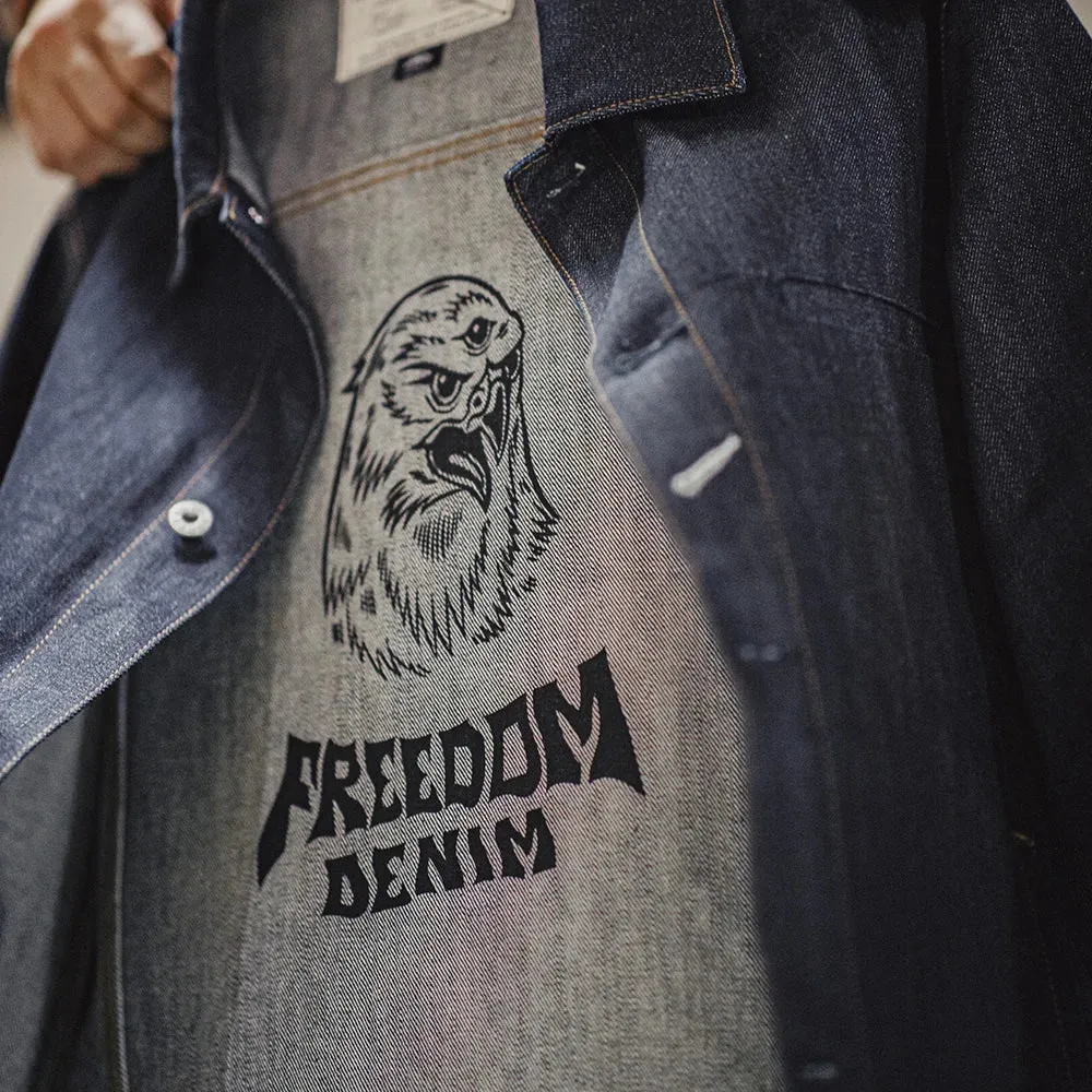 Retro Printed Inside Men Denim Jacket