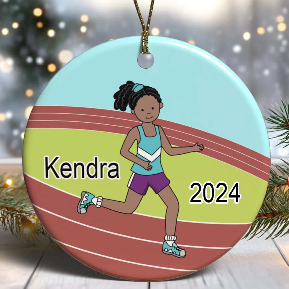 Running / Track Girl Personalized Christmas Ornament