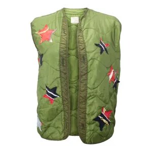 Vintage Army Jacket Liner Reclaimed With Silk Scarf Stars