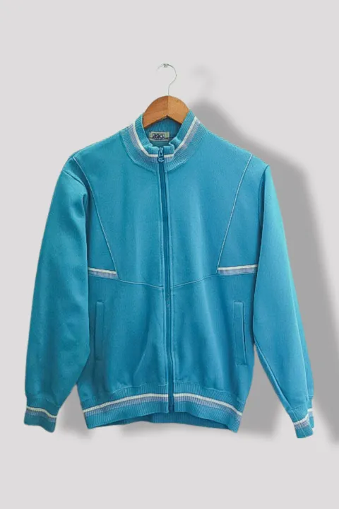 Vintage Asics high neck full zip up womens green medium track top