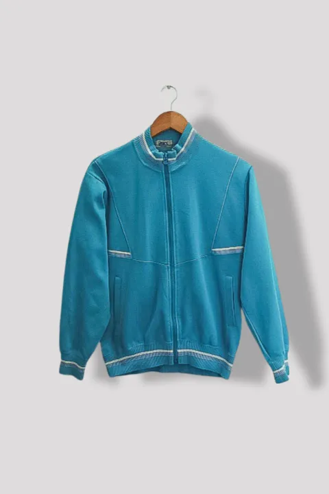 Vintage Asics high neck full zip up womens green medium track top