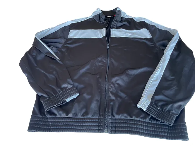Vintage Men's black puma athletics full zip track jacket in L|L30W23|SKU 4388