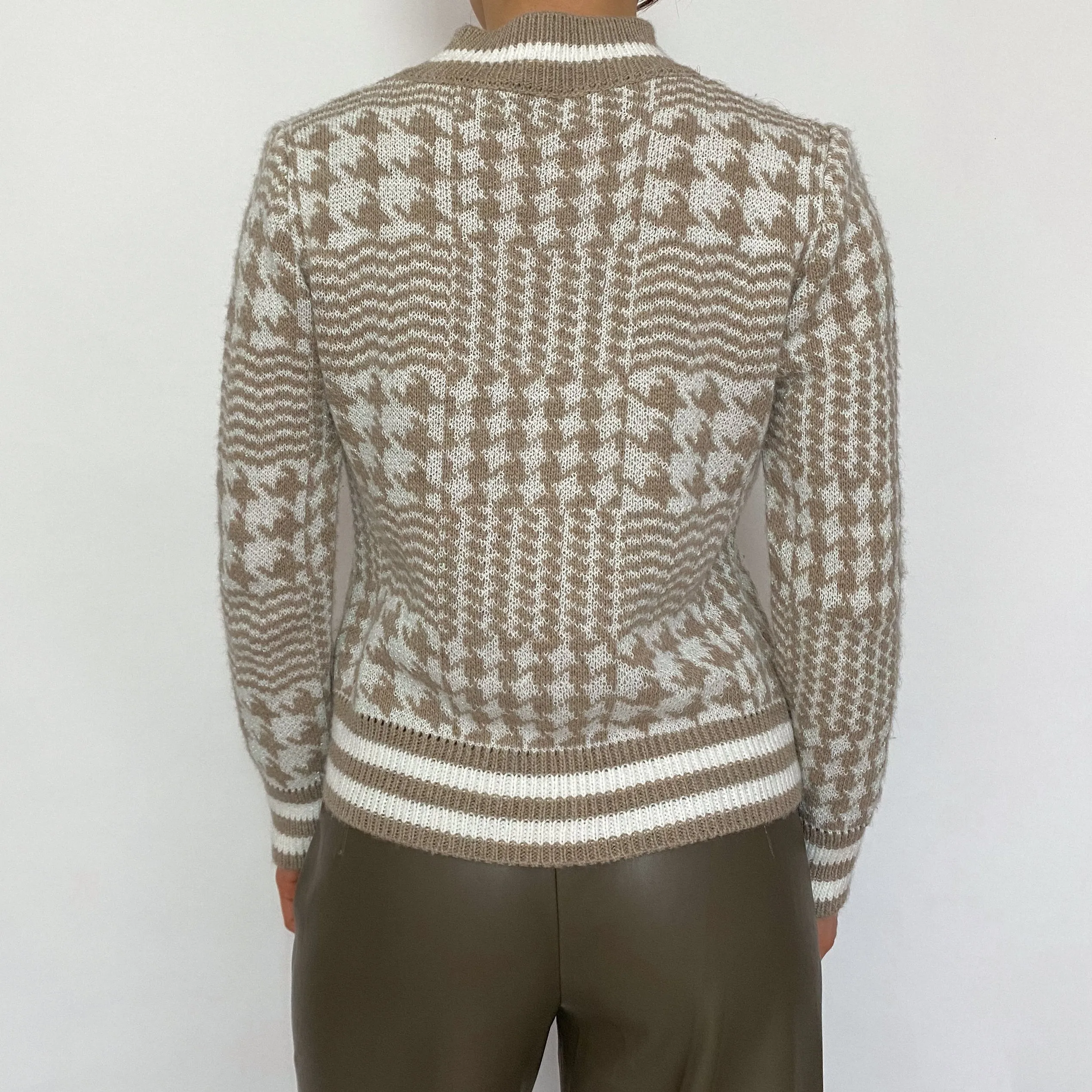 Vintage Sparkle Houndstooth Mock Neck Sweater
