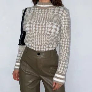Vintage Sparkle Houndstooth Mock Neck Sweater