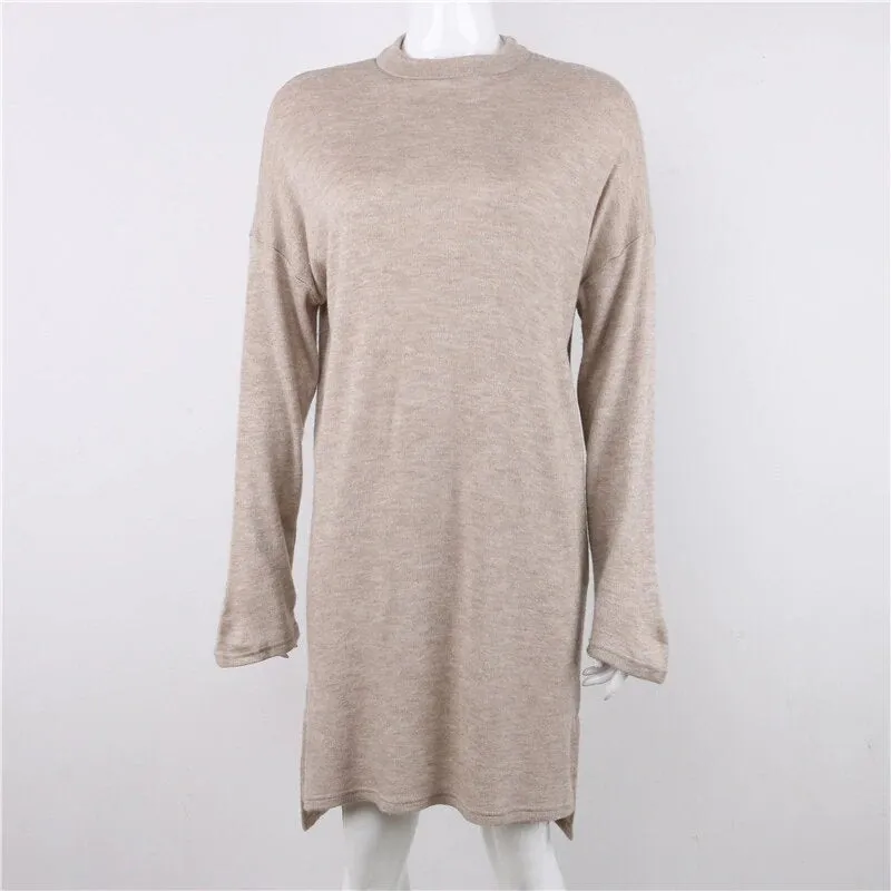 Women's Autumn/Winter Long-Sleeved Loose Sweater Mini Dress