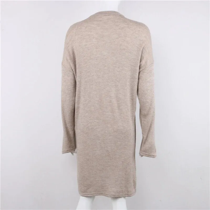 Women's Autumn/Winter Long-Sleeved Loose Sweater Mini Dress