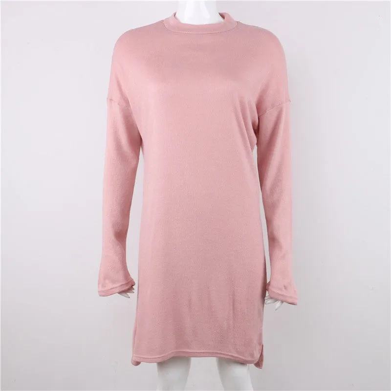 Women's Autumn/Winter Long-Sleeved Loose Sweater Mini Dress