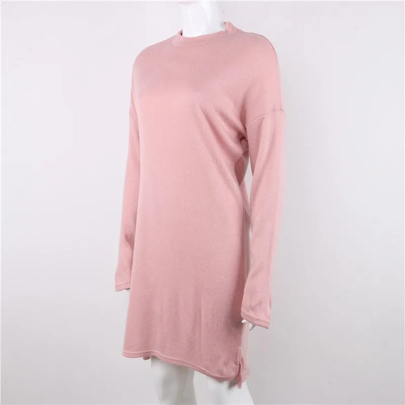 Women's Autumn/Winter Long-Sleeved Loose Sweater Mini Dress