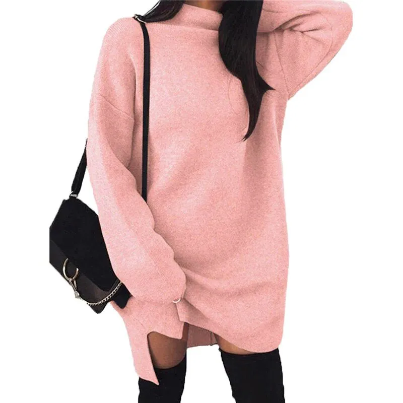 Women's Autumn/Winter Long-Sleeved Loose Sweater Mini Dress
