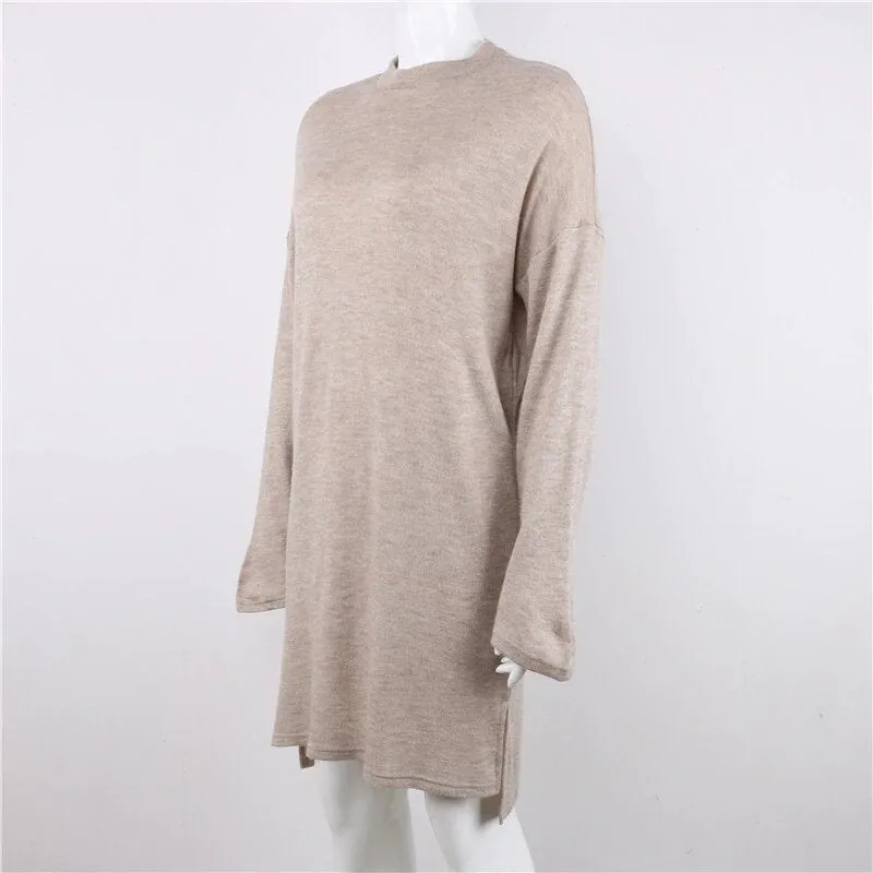 Women's Autumn/Winter Long-Sleeved Loose Sweater Mini Dress
