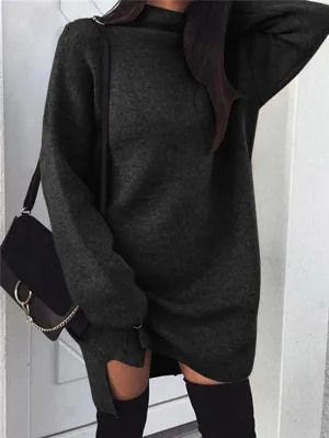 Women's Autumn/Winter Long-Sleeved Loose Sweater Mini Dress