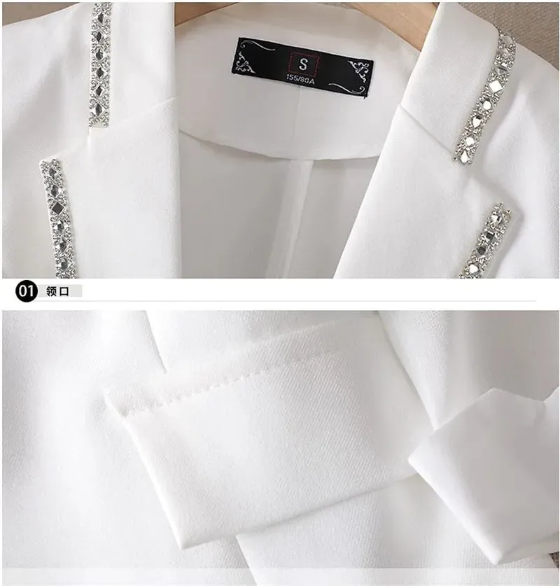 Womens Blazer Jacket White New Suit Jacket Women's Fashion Thin Black Cardigan