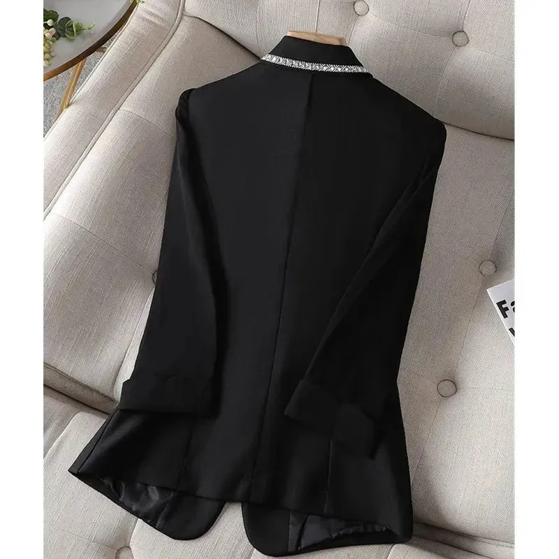 Womens Blazer Jacket White New Suit Jacket Women's Fashion Thin Black Cardigan