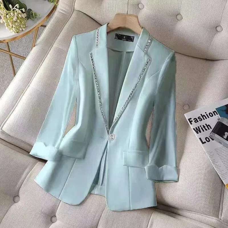 Womens Blazer Jacket White New Suit Jacket Women's Fashion Thin Black Cardigan