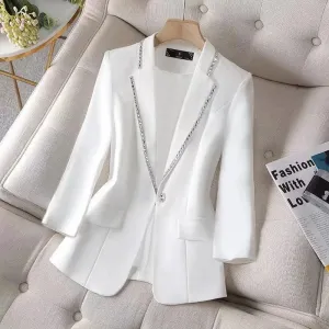 Womens Blazer Jacket White New Suit Jacket Women's Fashion Thin Black Cardigan