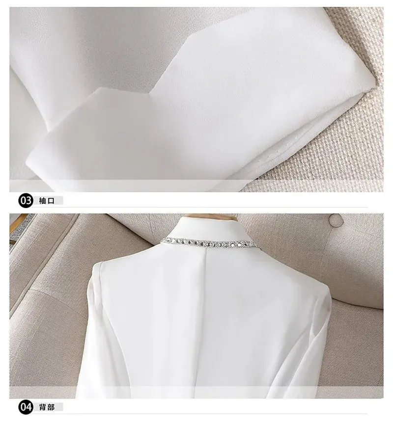 Womens Blazer Jacket White New Suit Jacket Women's Fashion Thin Black Cardigan