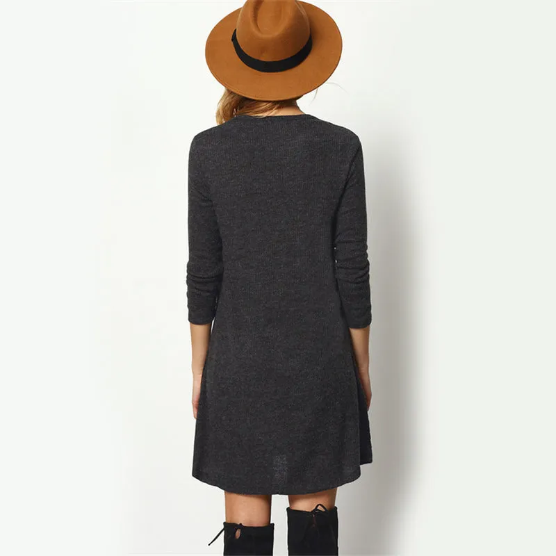 Women's Casual Long Sleeved Sweater Dress