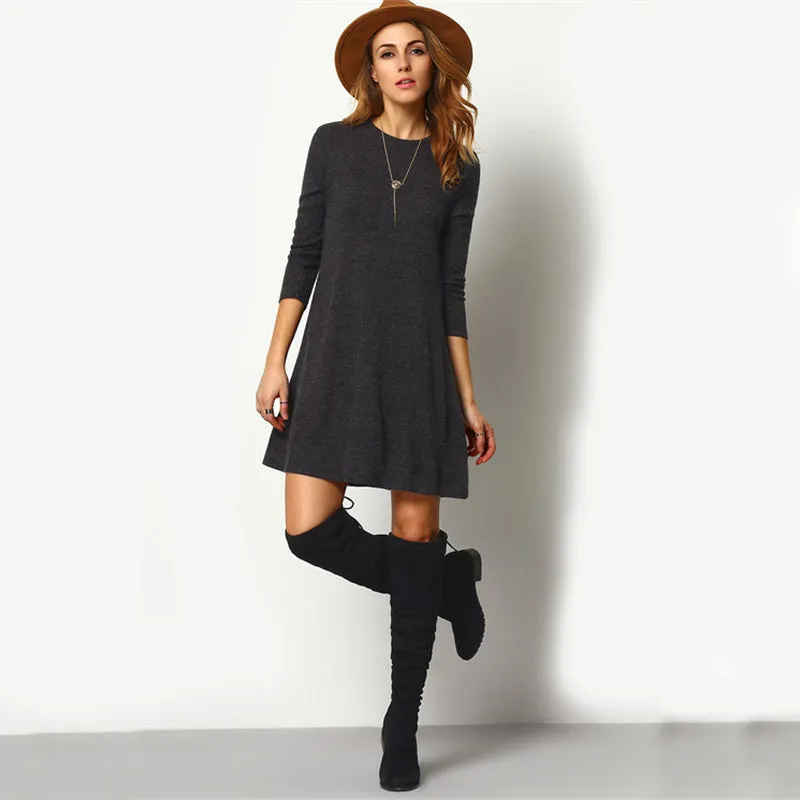 Women's Casual Long Sleeved Sweater Dress