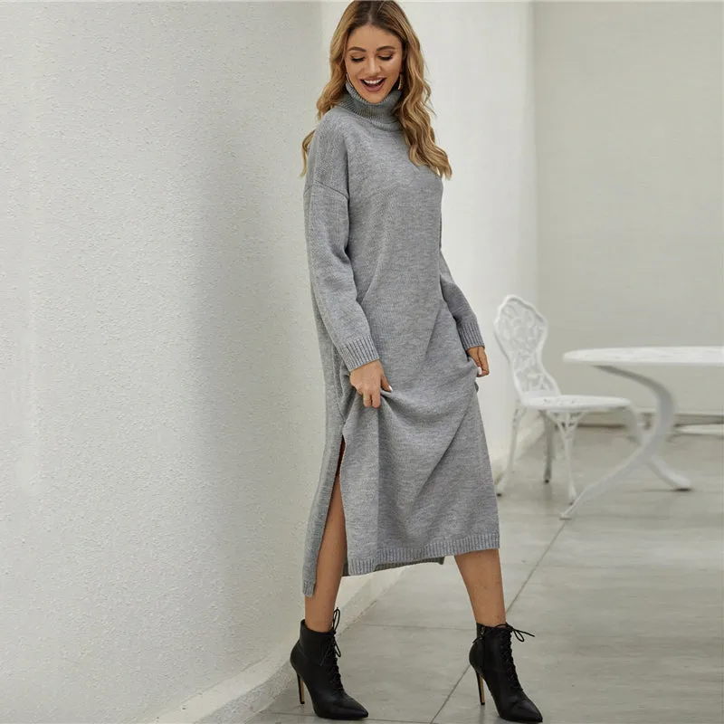 Women's Spring Casual Acrylic Sweater Long Dress