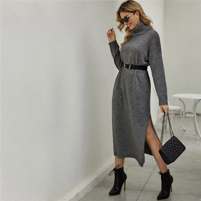 Women's Spring Casual Acrylic Sweater Long Dress
