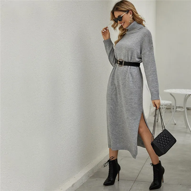 Women's Spring Casual Acrylic Sweater Long Dress