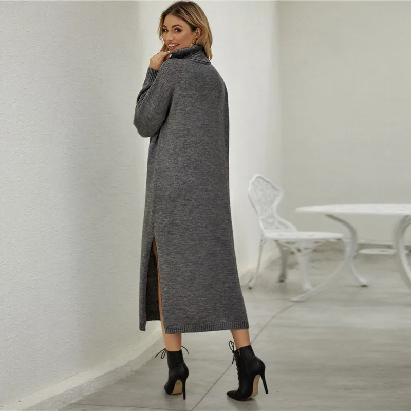 Women's Spring Casual Acrylic Sweater Long Dress