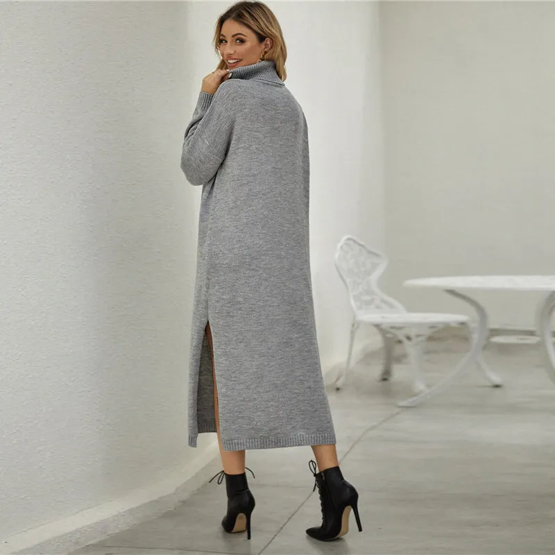 Women's Spring Casual Acrylic Sweater Long Dress