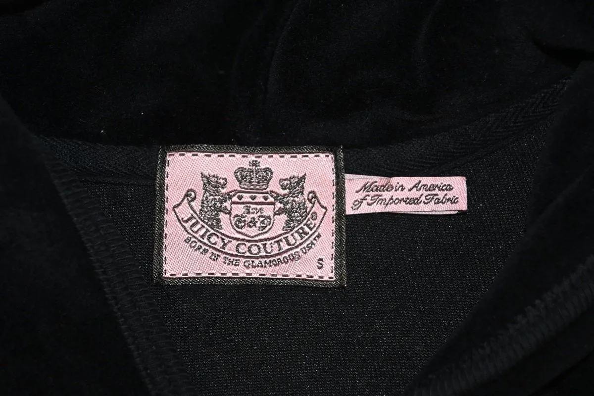 Y2K Juicy Couture Black Velvet Track Jacket Women's Extra Small